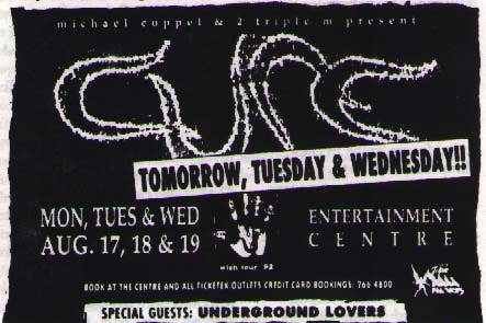 Cure tour poster feat. Underground Lovers