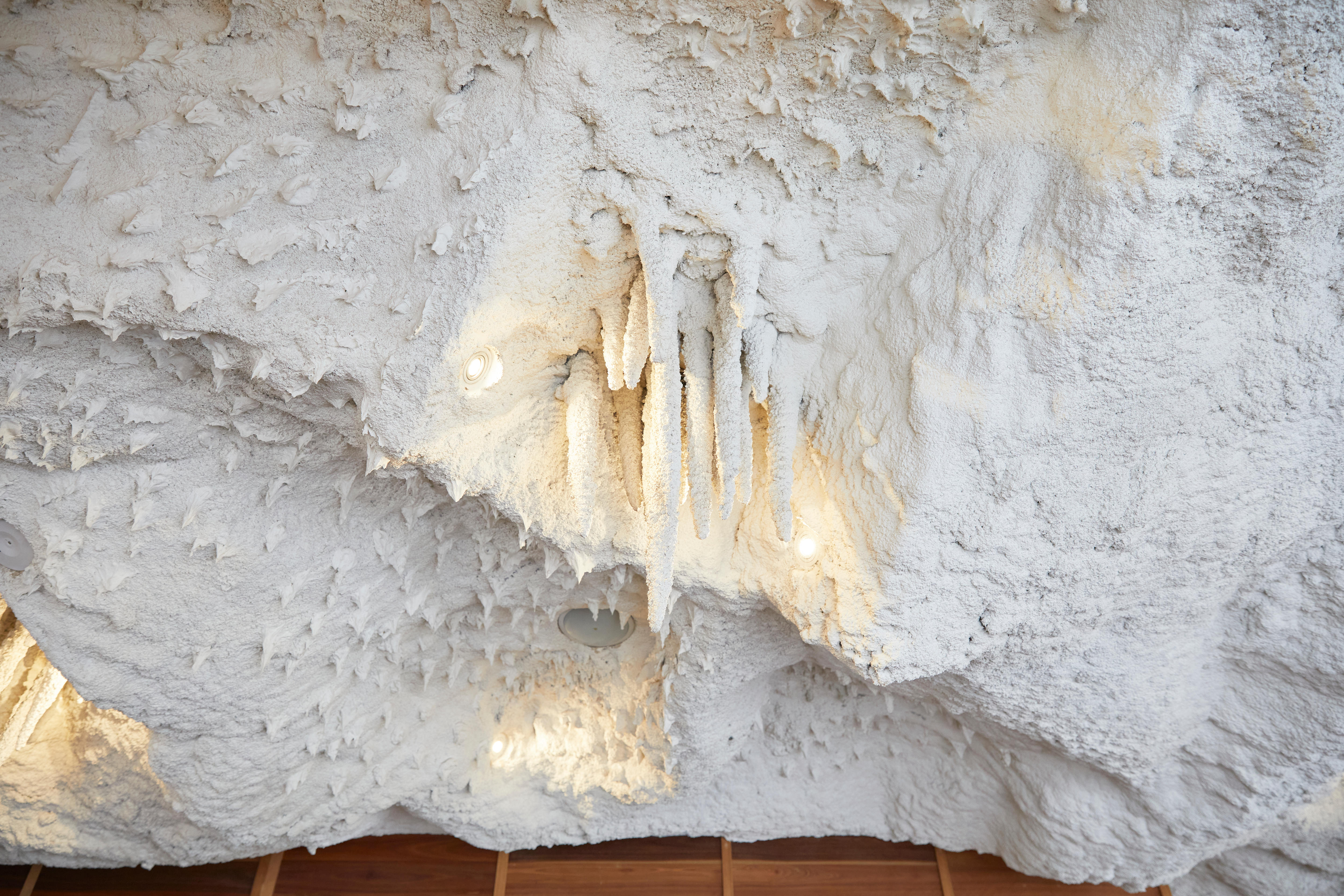 Plaster stalactites inside the famous Greek restaurant