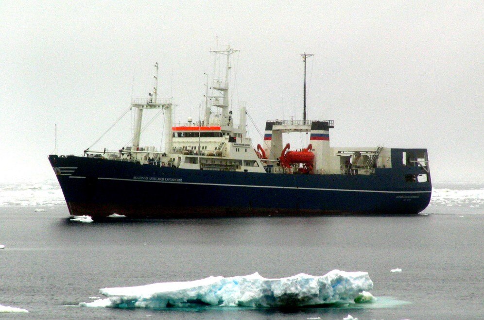 a ship in antarctic waters