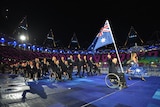 Australian athletes in the parade for the Paralympic Opening Ceremony in London, 2012.