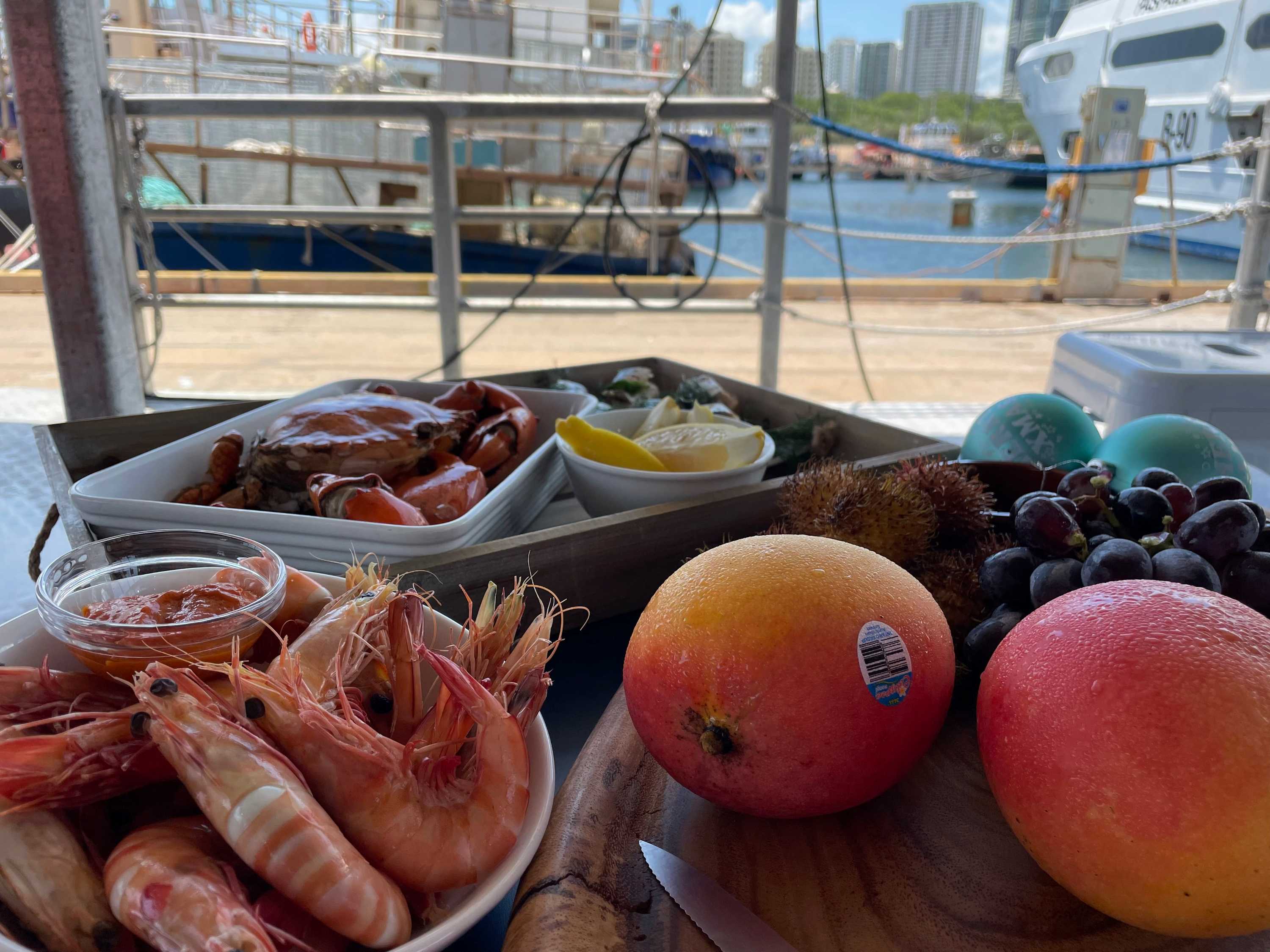 mangoes, prawns, mud crab and rambutans.