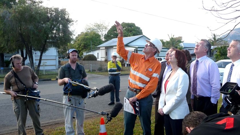 Julia Gillard inspects the cable roll out for the National Broadband Network