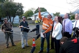 Julia Gillard inspects the cable roll out for the National Broadband Network