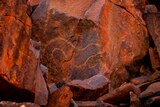 Rock art on the Burrup Peninsula, depicting a snake.