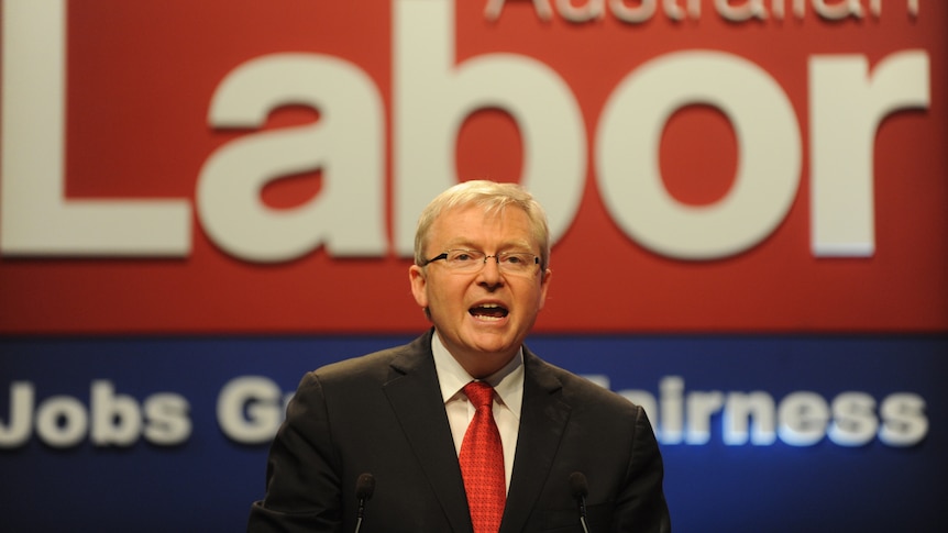 Kevin Rudd addresses the ALP conference
