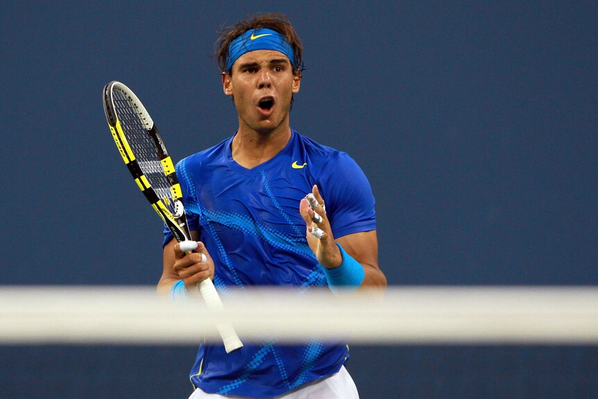 Rafael Nadal looks shocked during men's US Open final