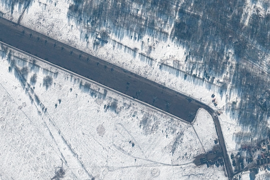 Aerial picture of objects on a runway