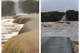 Flood water over road