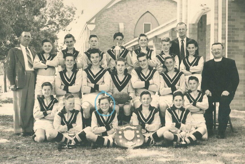 1953 St Joseph's Convent School Aussie Rules team photo, featuring Neville Tween