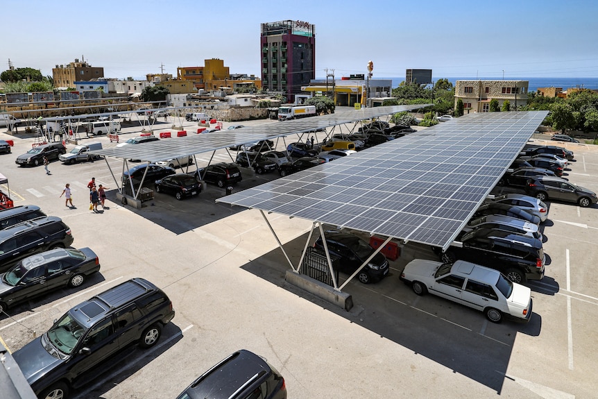 Solar panels over car park. 