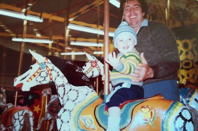 Rosslyn Winning's husband and son at the Ekka