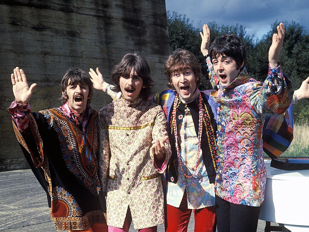 The Beatles pose for a promotional photograph during their Magical Mystery Tour