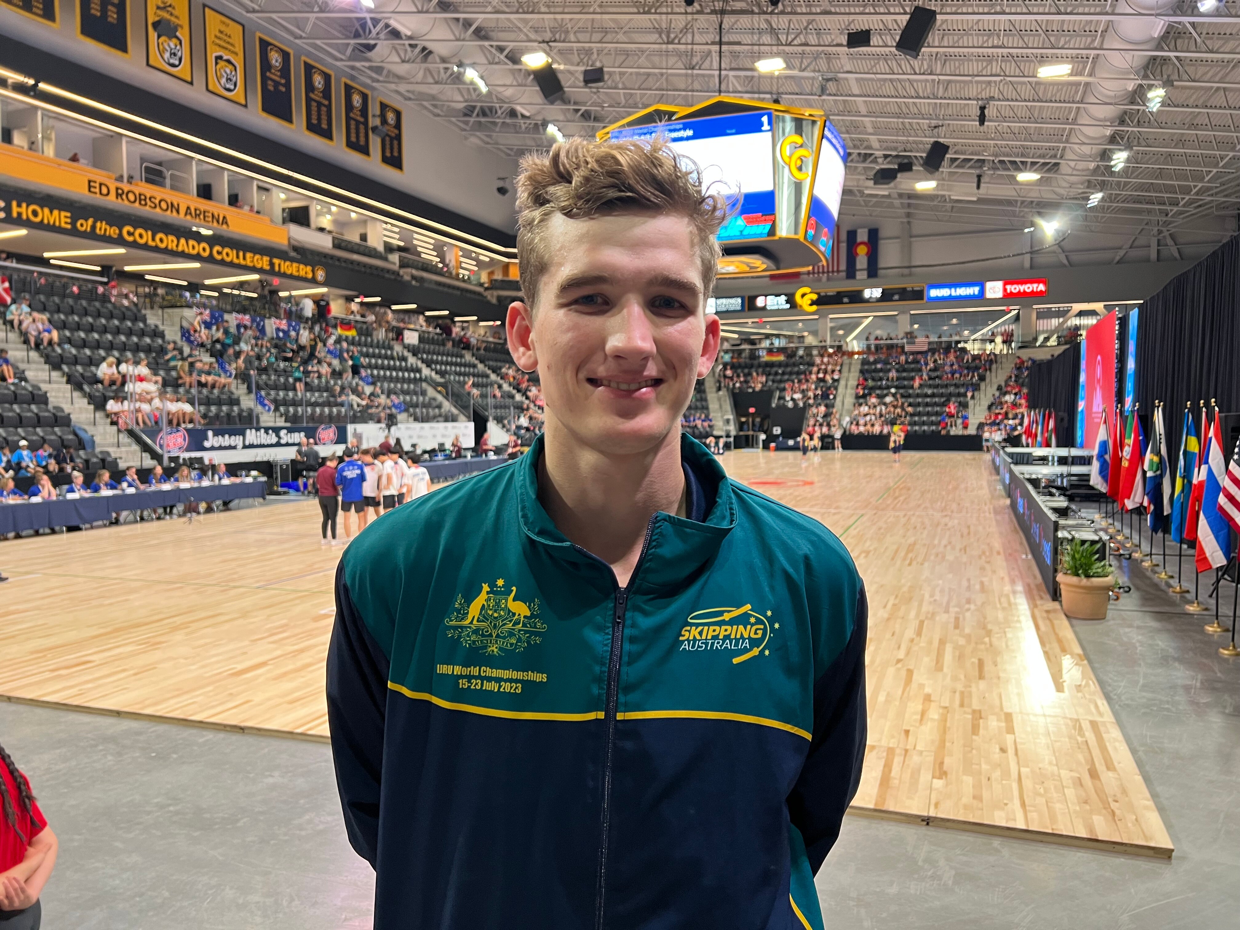 young man at stadium.