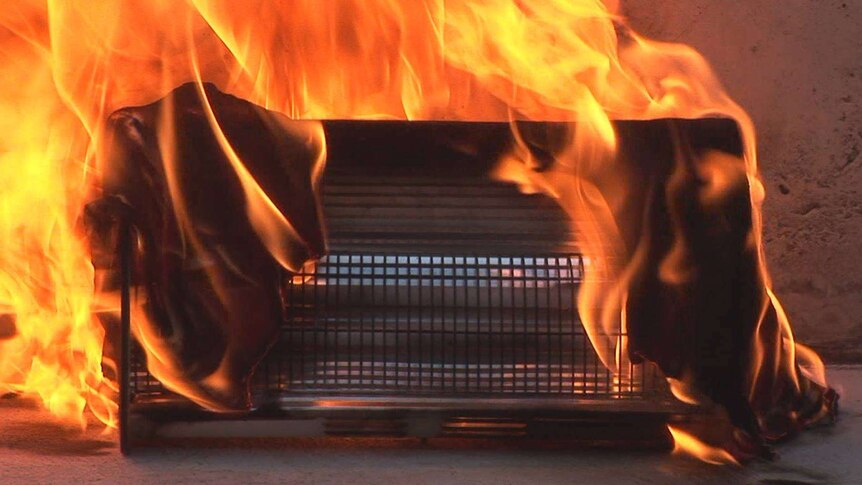 A heater on fire