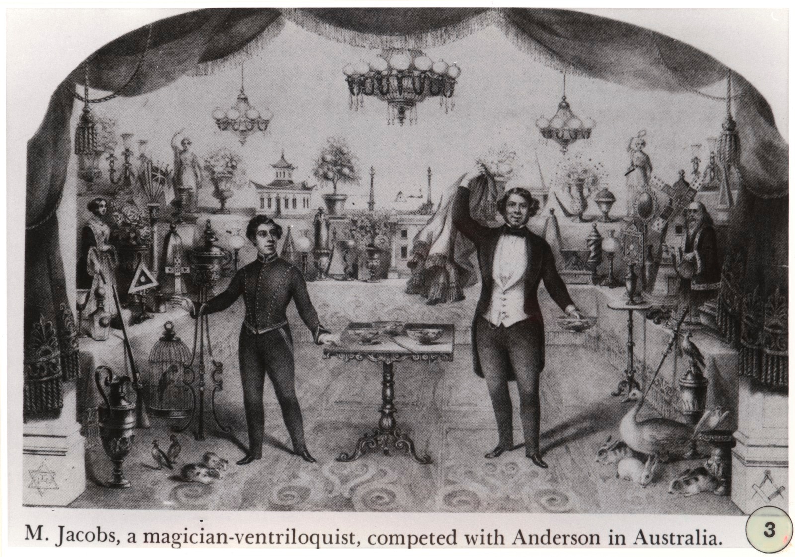 an etching of two men