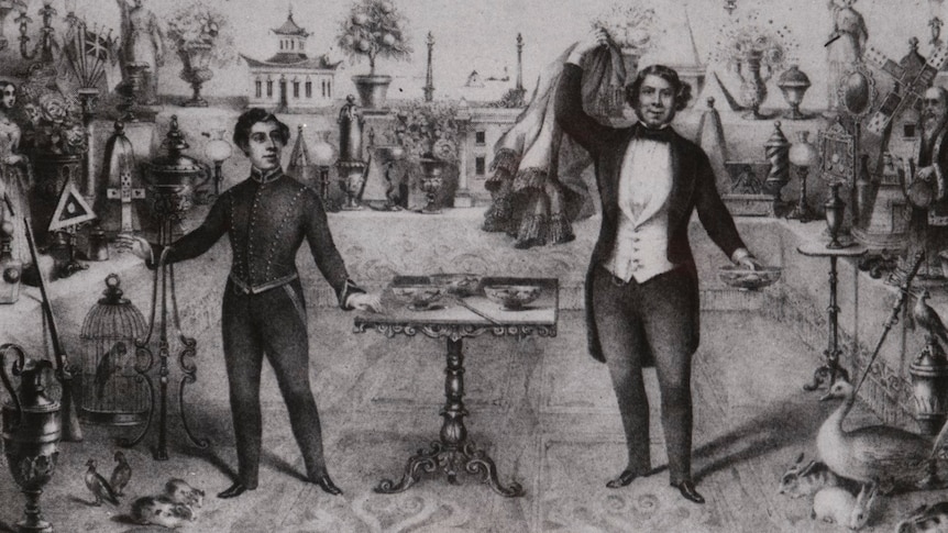 an etching of two men