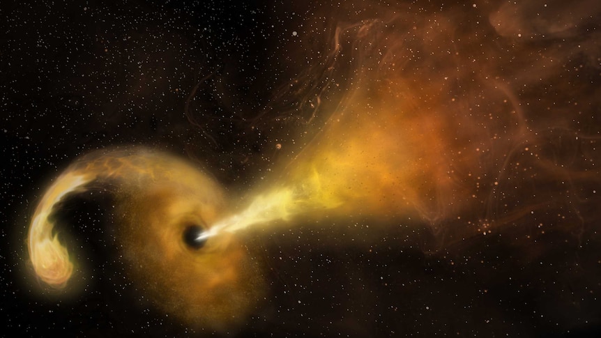 Artist's impression of black hole ripping star apart