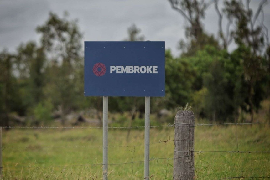 A Pembroke sign in a paddock.