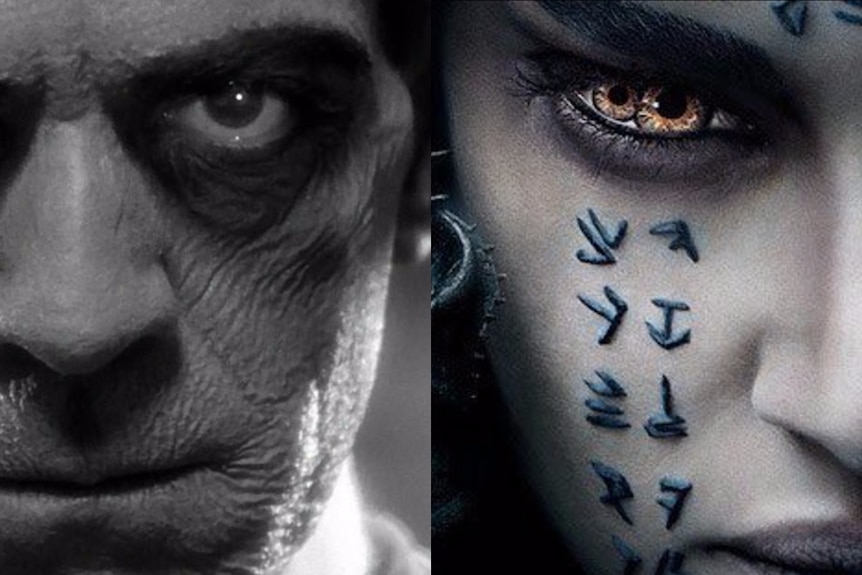 A composite image shows actor Boris Karloff as the Mummy in a 1932 film, and actress Sofia Boutella in the role in 2017.