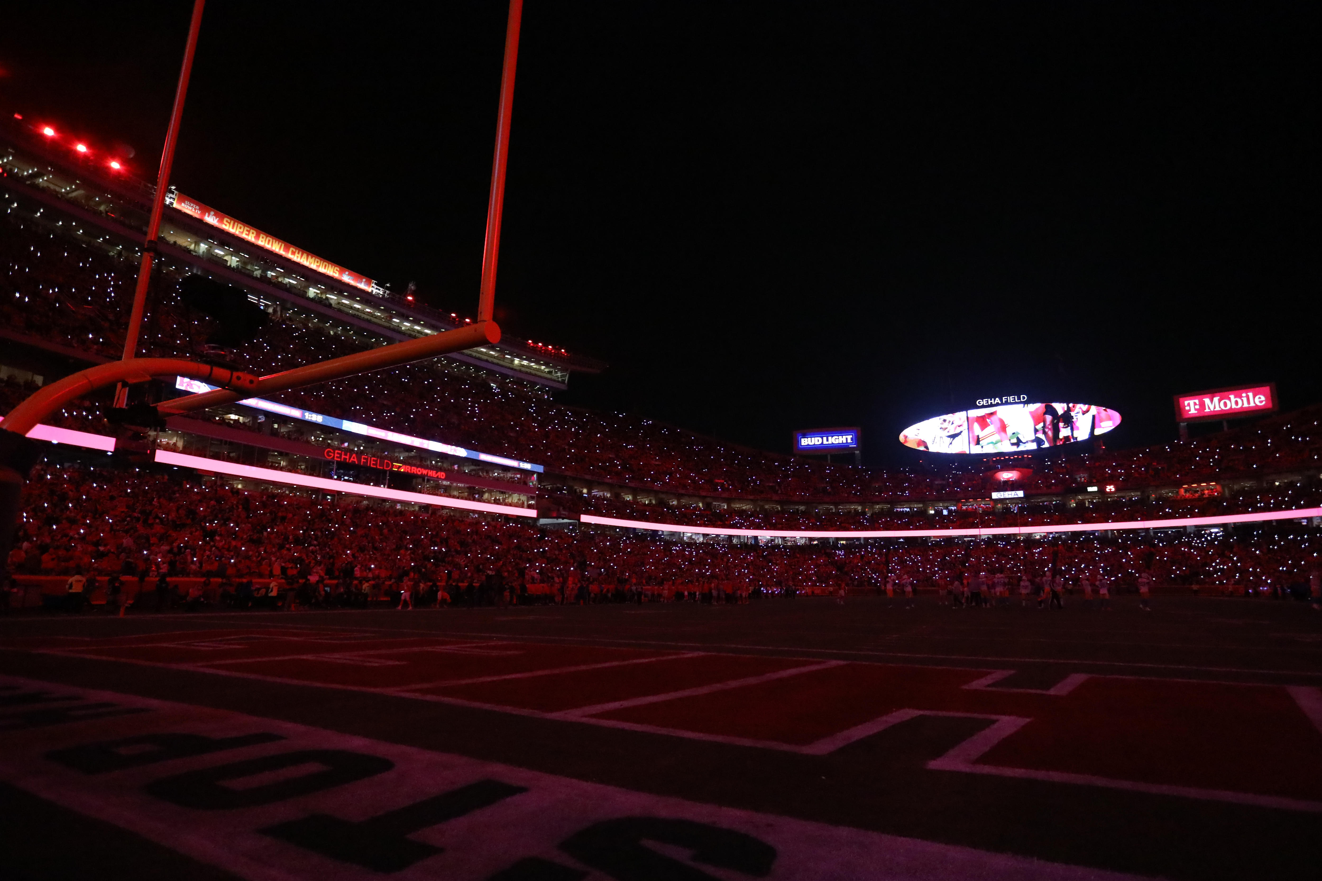 Arrowhead stadium in the dark