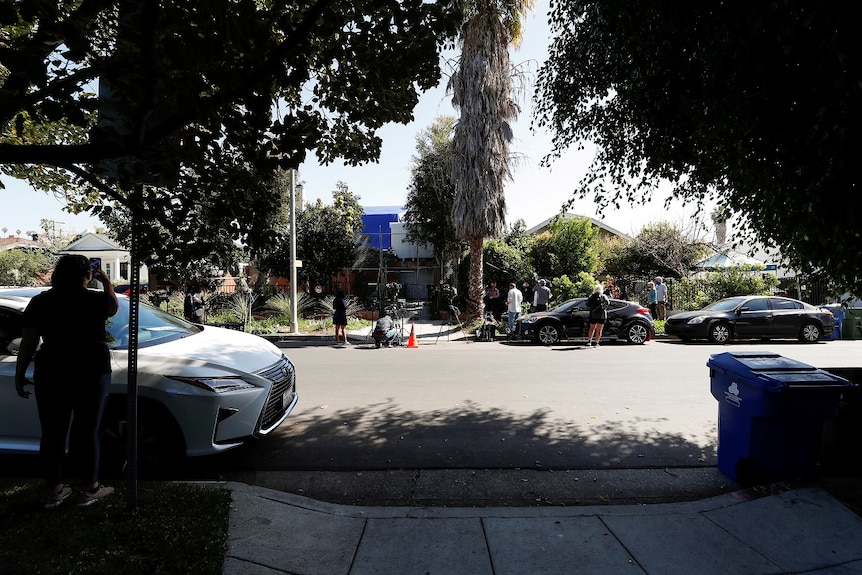 A view of the site where Lady Gaga's dog walker was shot and two of her dogs were stolen in Los Angeles, California.