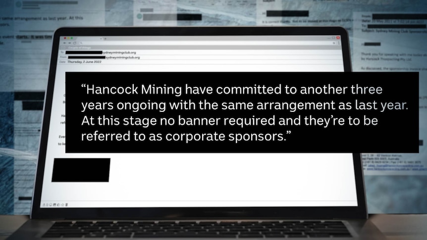 An email from an SMC staff member saying Hancock has "committed to another three years ongoing".
