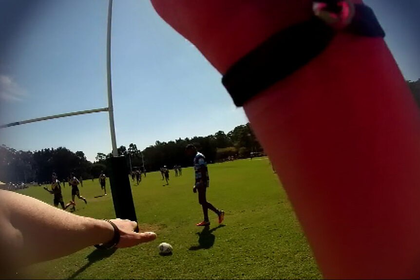 Footage from a rugby league referee cam