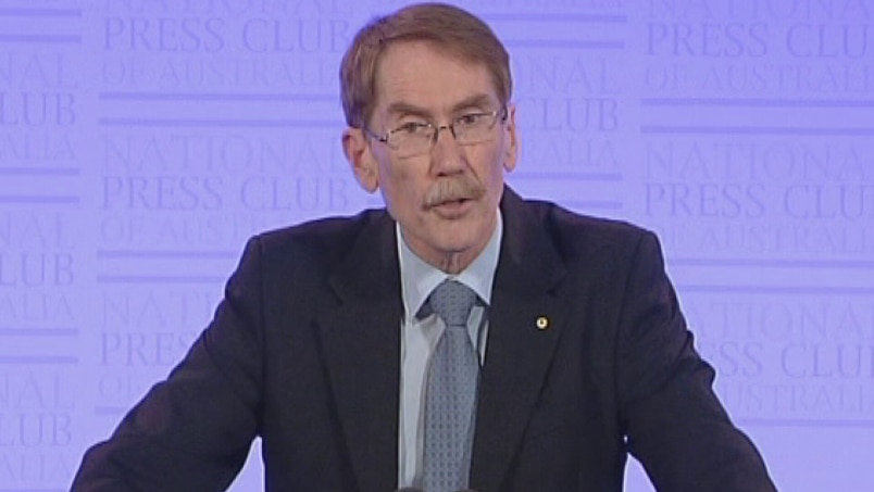 ANU Vice-Chancellor Ian Young addresses the National Press Club in Canberra on July 30, 2014.