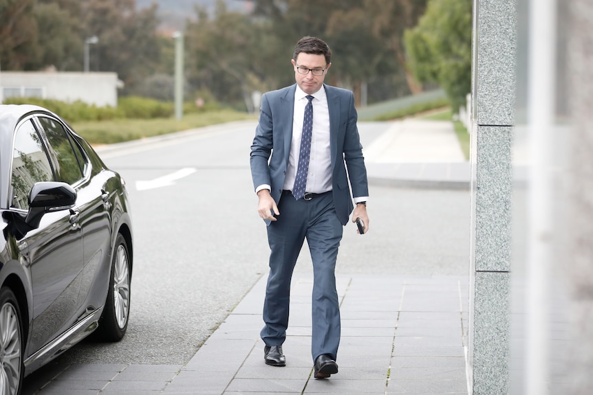 David Littleproud walking into parliament house ahead of the nationals leadership vote