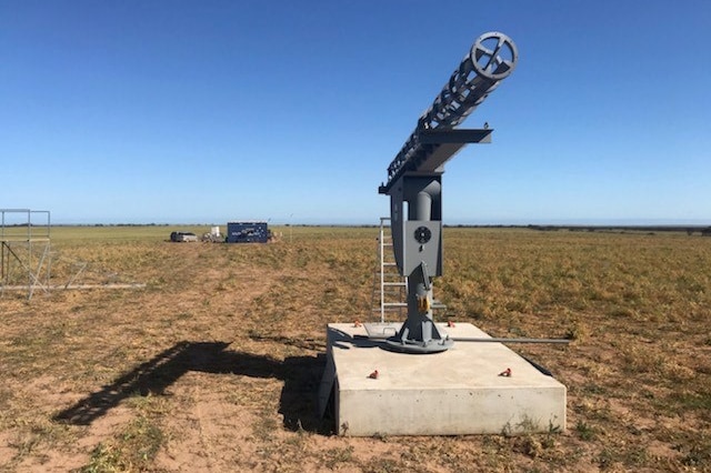 A pedestal where the rocket will be launched from near Koonibba