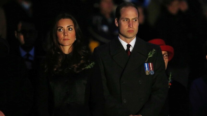 The Duke and Duchess of Cambridge attend the Anzac Day dawn service in Canberra.