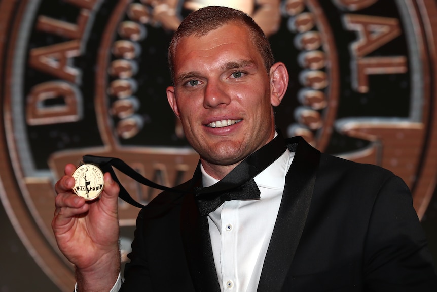 A Manly NRL players holds the Dally M Medal.