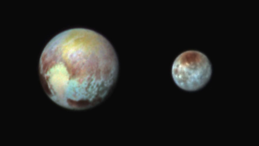 Colour image of Pluto and its large moon Charon