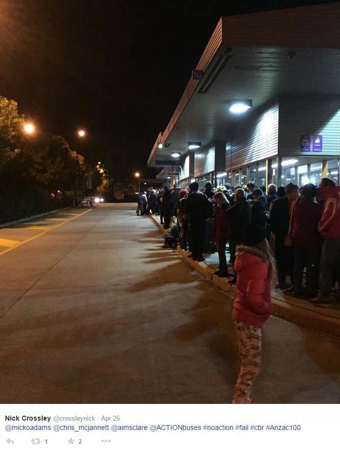 Commuters wait to get to dawn service.