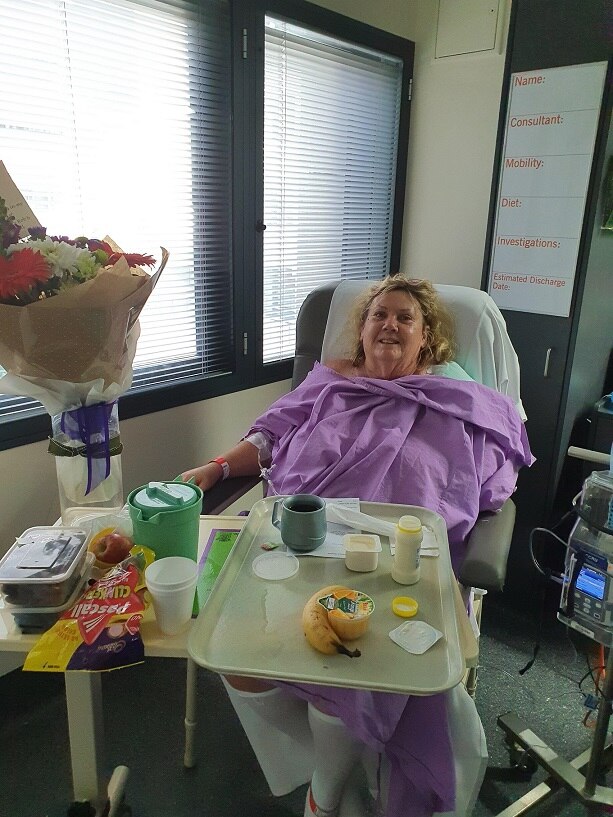 woman in hospital chair
