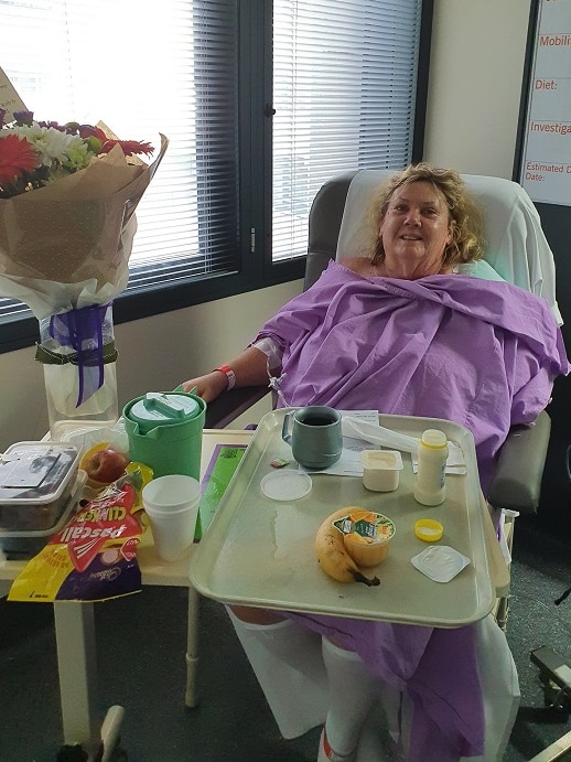 woman in hospital chair