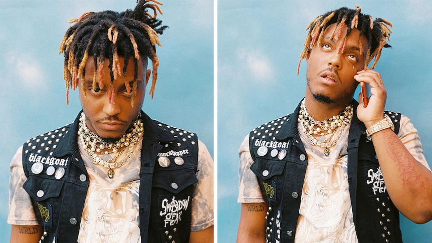 Two promo shots of Juice WRLD for Benny Blanco's single