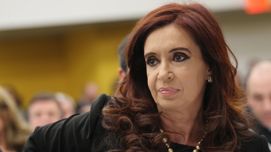 Argentina's president Cristina Fernandez de Kirchner listens during a meeting at UN headquarters in New York.