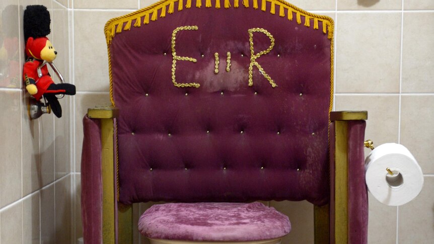 The Royal throne, a fully working toilet, at Janet Williams's house.