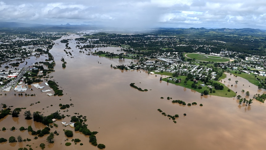 Aerial view of QLD floods