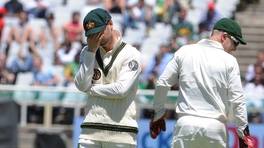 Tough day out ... Michael Clarke rues the situation in Cape Town.