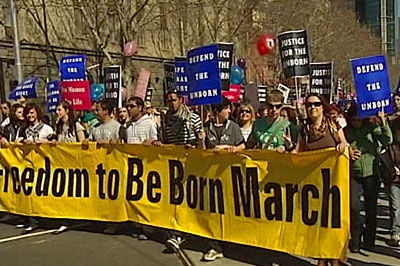 Anti-abortion protesters (ABC TV)