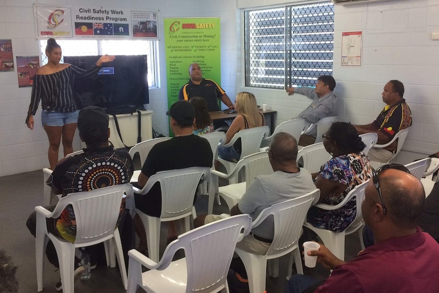 Indigenous workers taking part in training course in preparation for work on Adani’s Carmichael coal mine project.