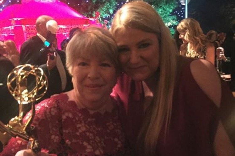 Maria and Bruna Papandrea at the HBO after party with Emmy award.