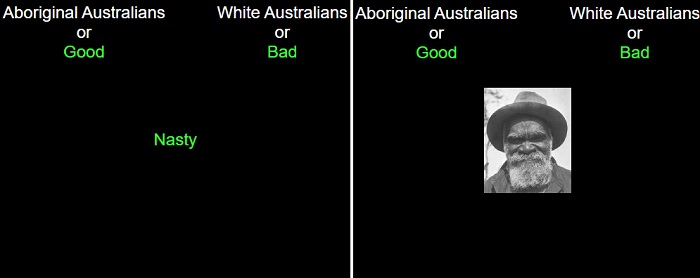 An example of the implicit bias test, shown on two slides.