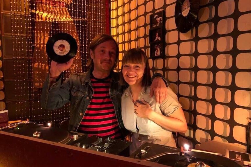 Vanessa Sanchez and her boyfriend DJing on a night out in Berlin. 