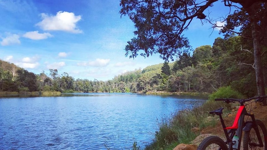 Lake Derby with a bike.