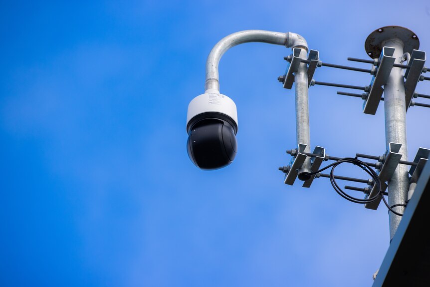 A closeup of a CCTV camera.