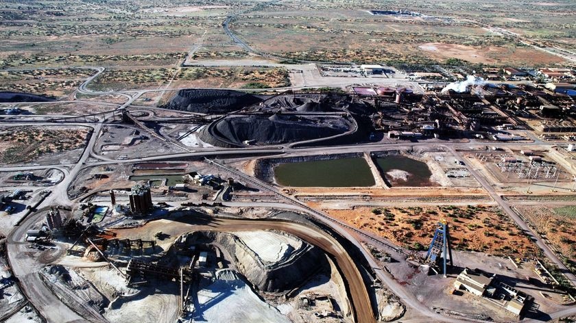 Aerial view of the Olympic Dam copper and uranium mine.