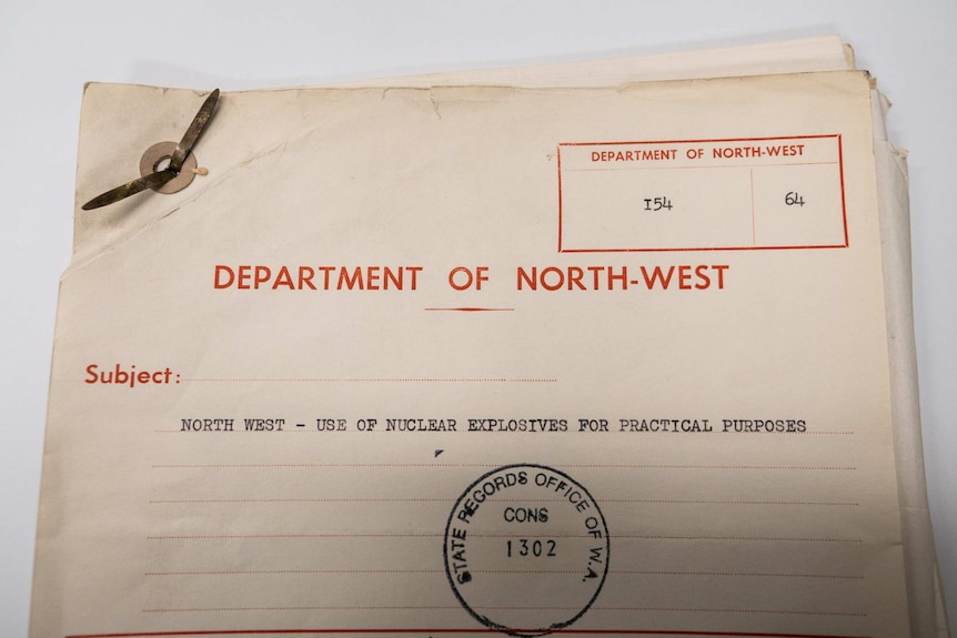 File on use of nuclear explosives for practical purposes in the North-West.